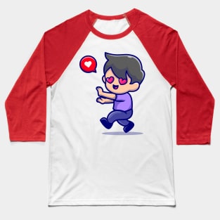 Cute Boy Falling In Love Cartoon Baseball T-Shirt